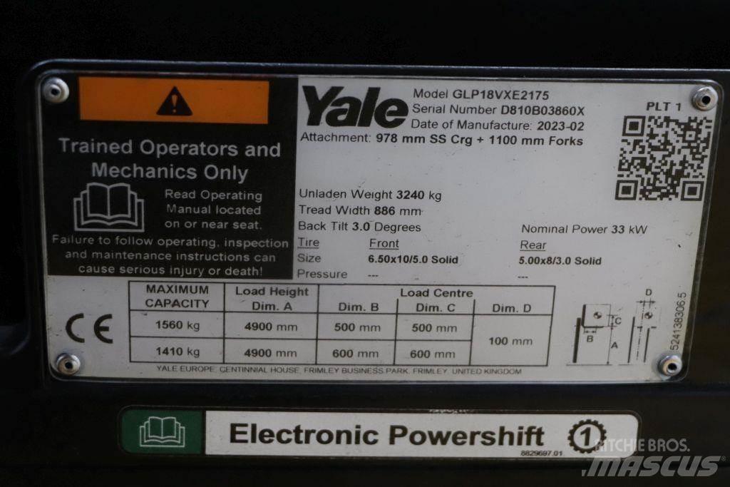 Yale GLP18VX LPG 지게차