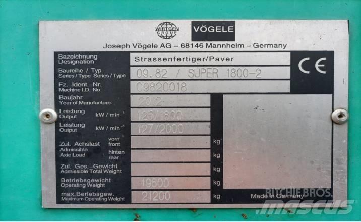 Vögele SUPER1800-2 아스팔트 포장장비