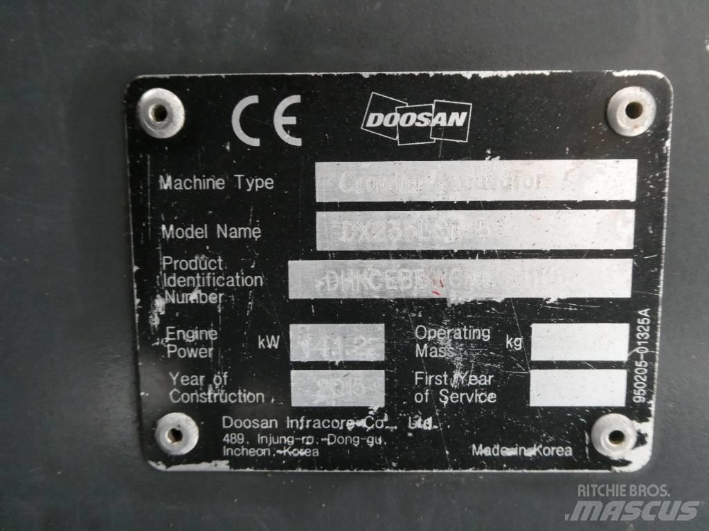 Doosan DX 235 LCR-5 대형 굴삭기 29톤 이상