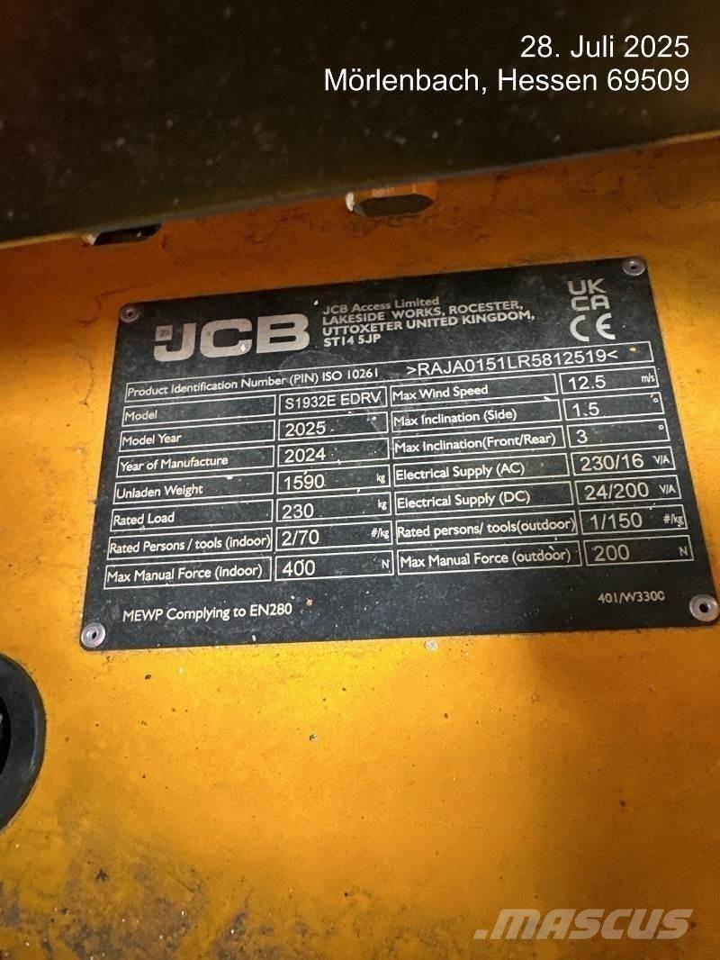 JCB S1932E 가위형 리프트
