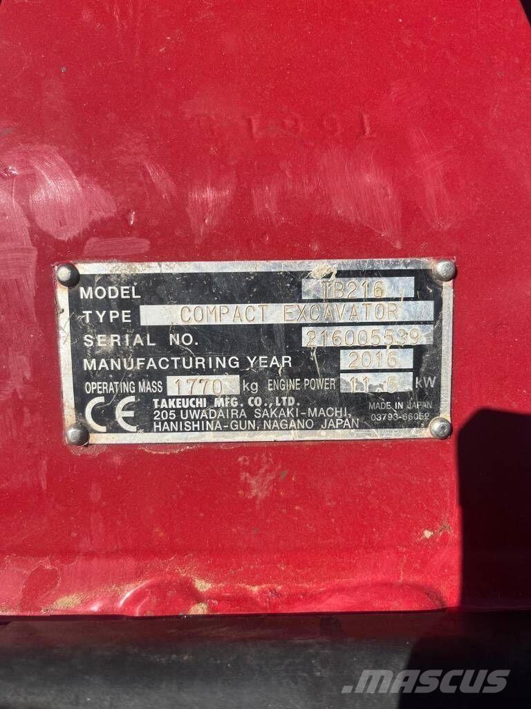 Takeuchi TB216 소형 굴삭기 7톤 미만