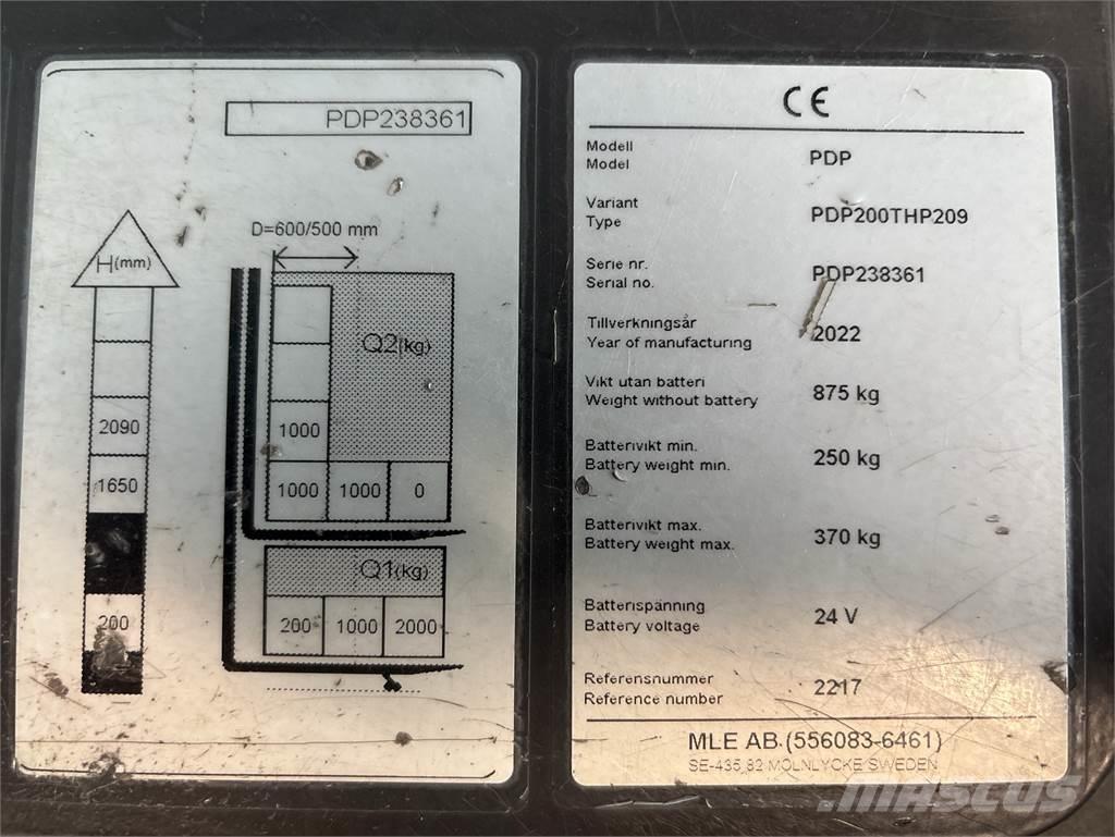 Atlet PDP200 보행식 리치 지게차