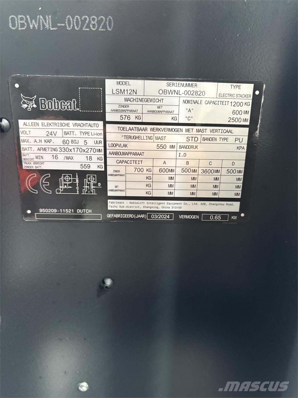 Bobcat LSM12N 보행식 리치 지게차