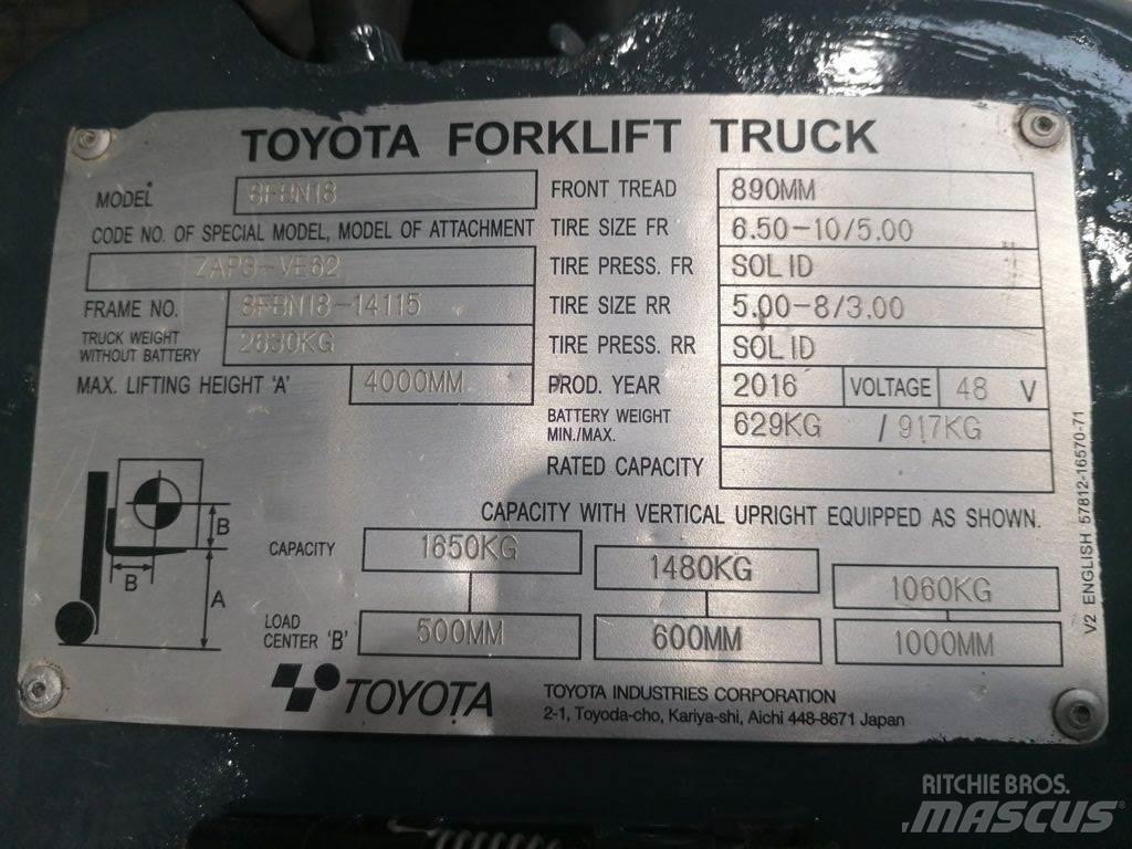 Toyota 8FBN18 전동 지게차