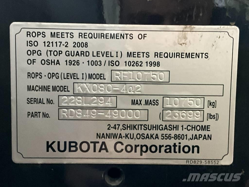 Kubota KX 080-4 A 2 캐빈 및 인테리어
