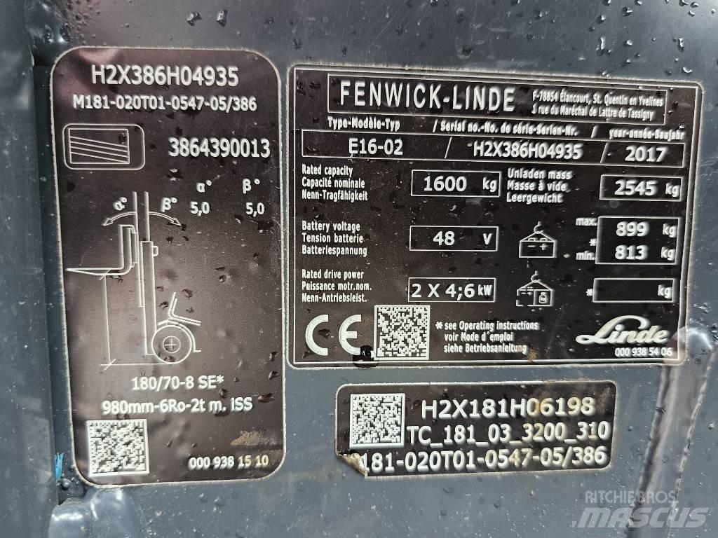 Linde E16 -02 전동 지게차