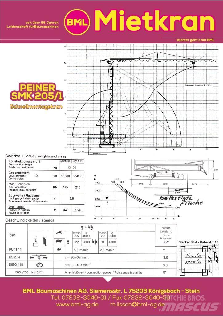 Peiner SMK205/1 타워 크레인