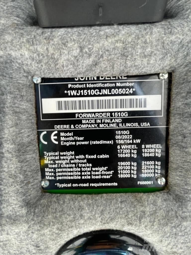John Deere 1510G 원목 포워더