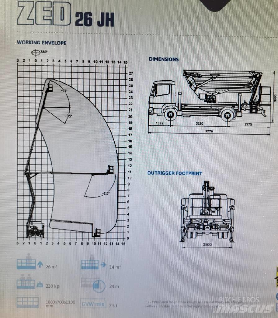 CTE 26JH 트럭 탑재 고소작업대