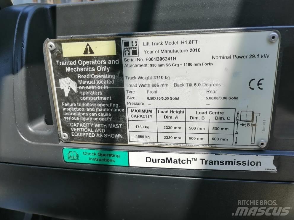 Hyster H 1.8 FT 디젤 지게차