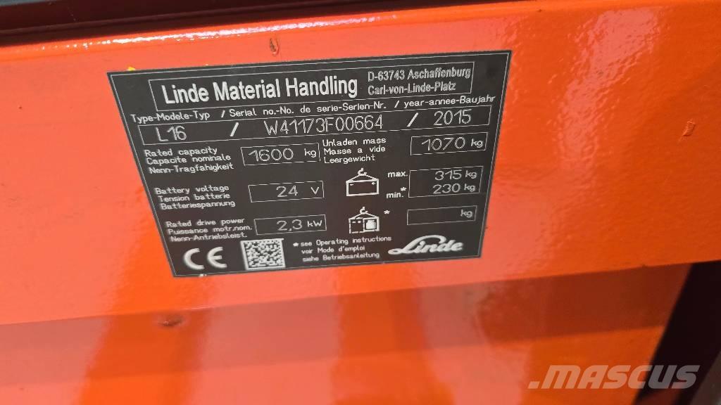 Linde L 16 포크리프트