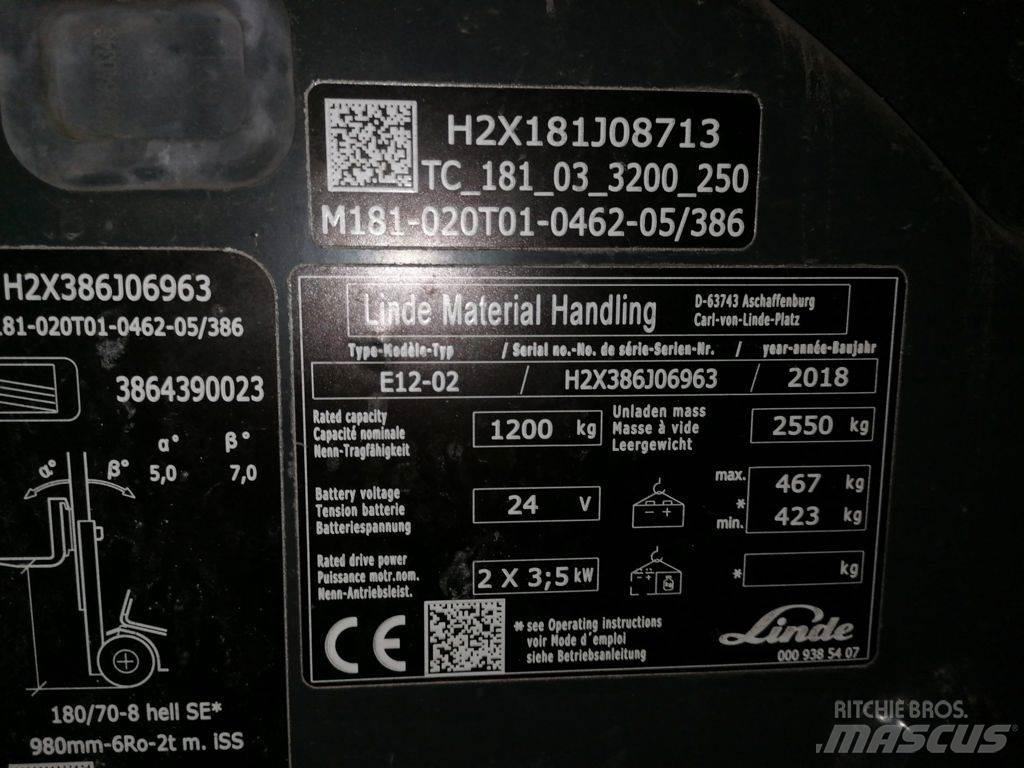 Linde E12-02 전동 지게차