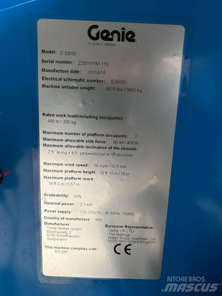 Genie Z 33/18 관절형 전동이동 리프트
