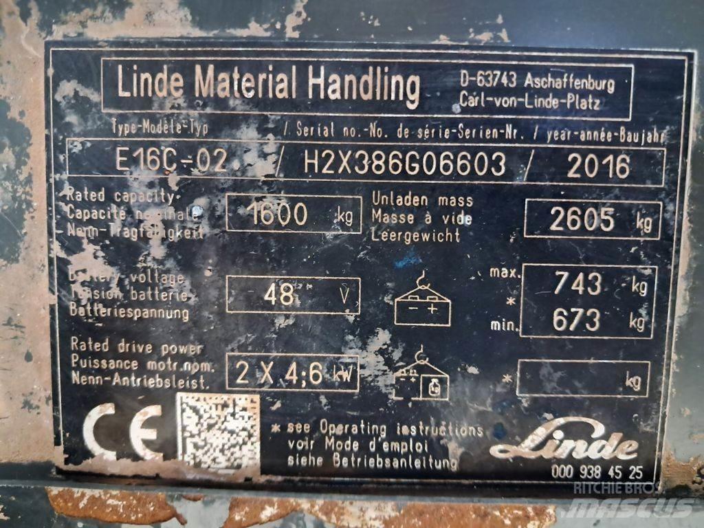 Linde E16C-03 전동 지게차