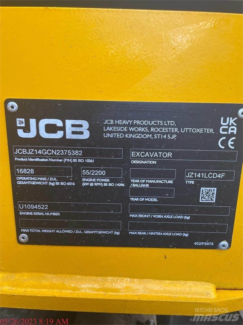 JCB JZ141 LC 대형 굴삭기 29톤 이상
