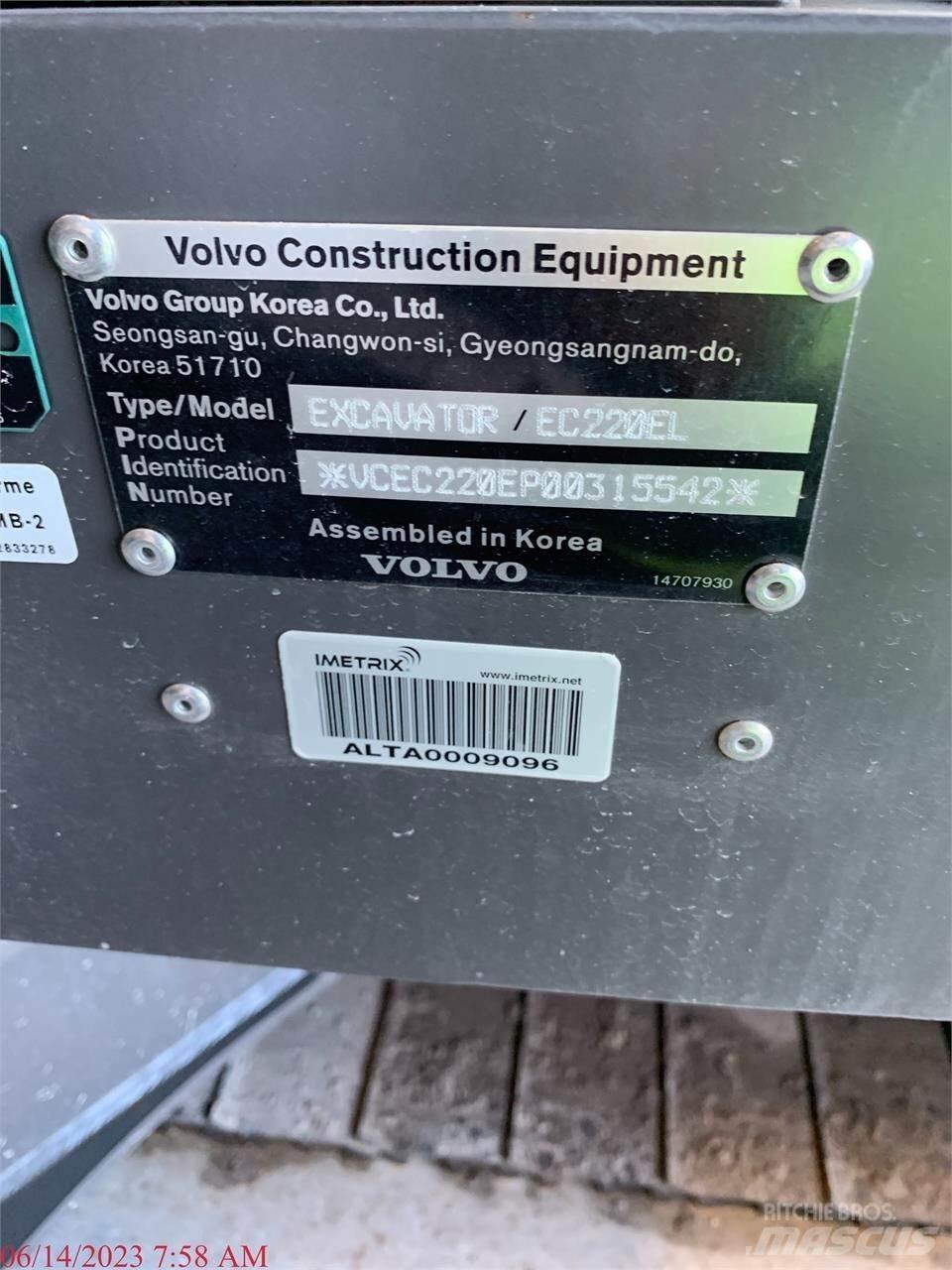 Volvo EC220EL 대형 굴삭기 29톤 이상