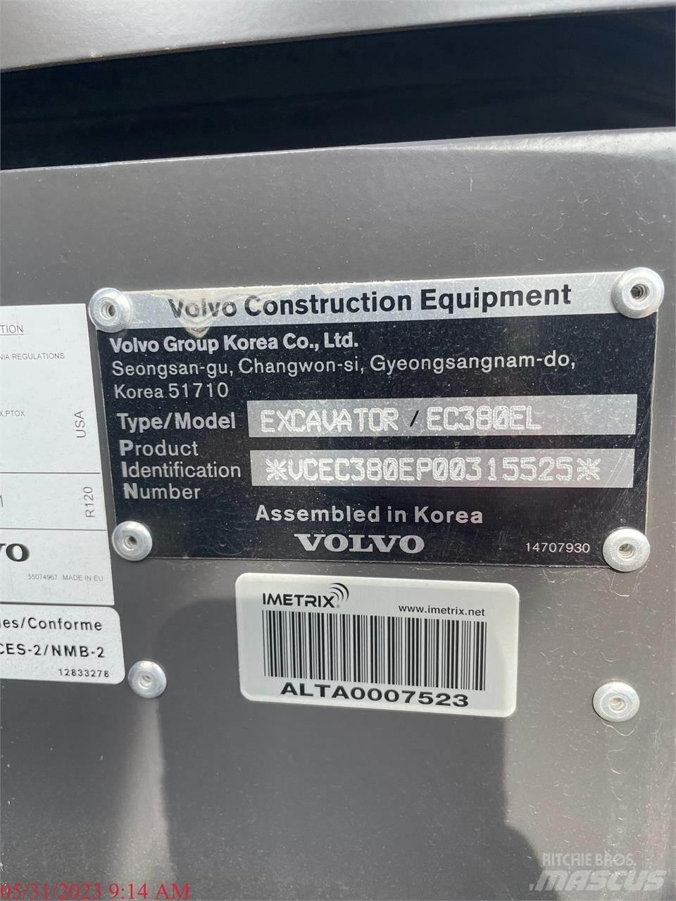 Volvo EC380EL 대형 굴삭기 29톤 이상