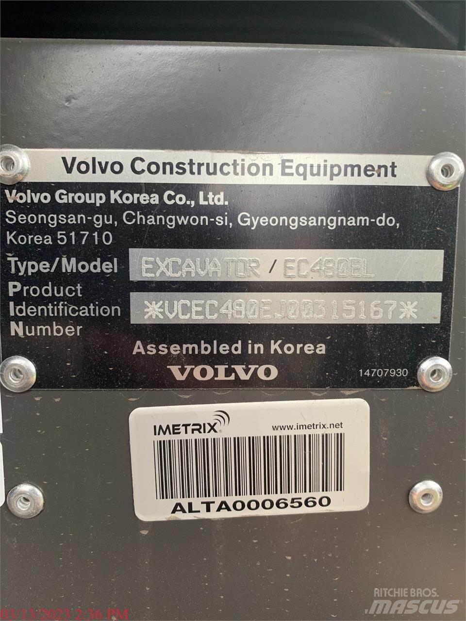 Volvo EC480EL 대형 굴삭기 29톤 이상