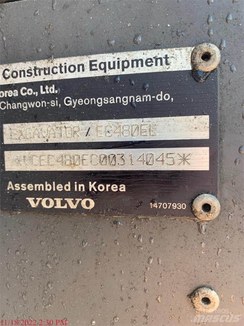 Volvo EC480EL 대형 굴삭기 29톤 이상