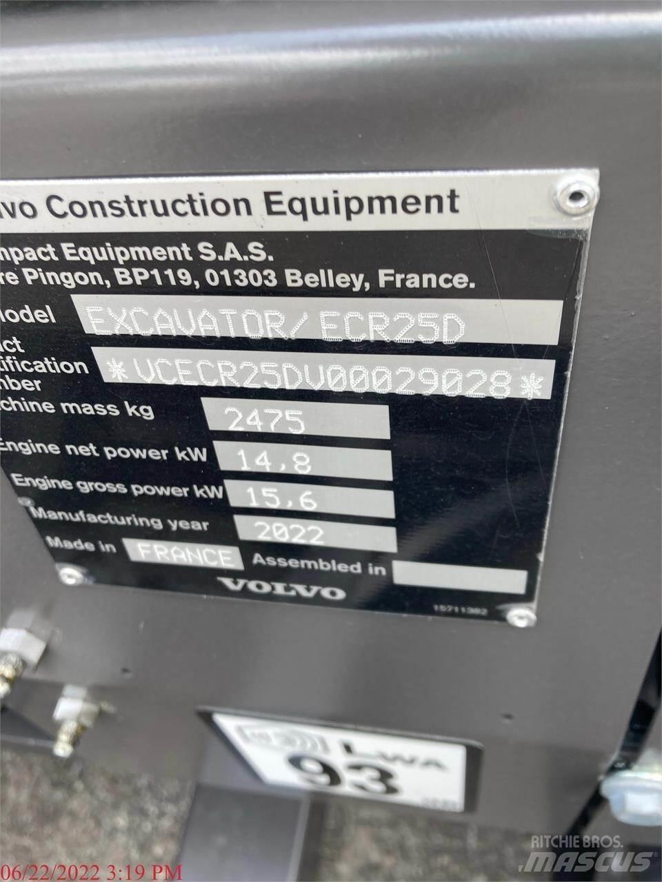 Volvo ECR25D 소형 굴삭기 7톤 미만