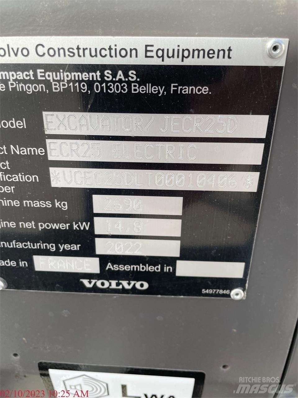 Volvo ECR25D 소형 굴삭기 7톤 미만