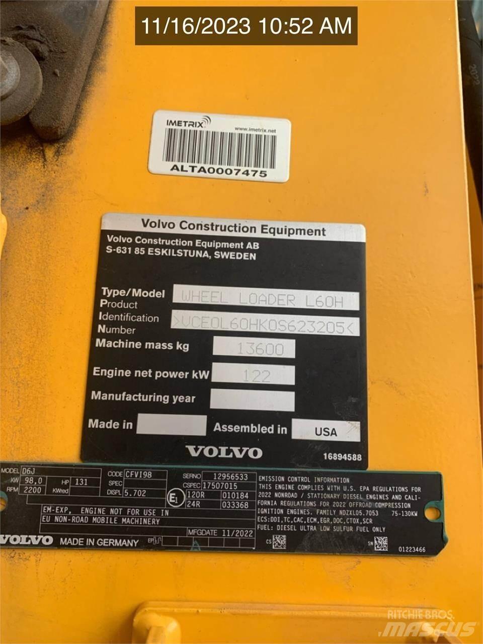 Volvo L60H  휠로우더