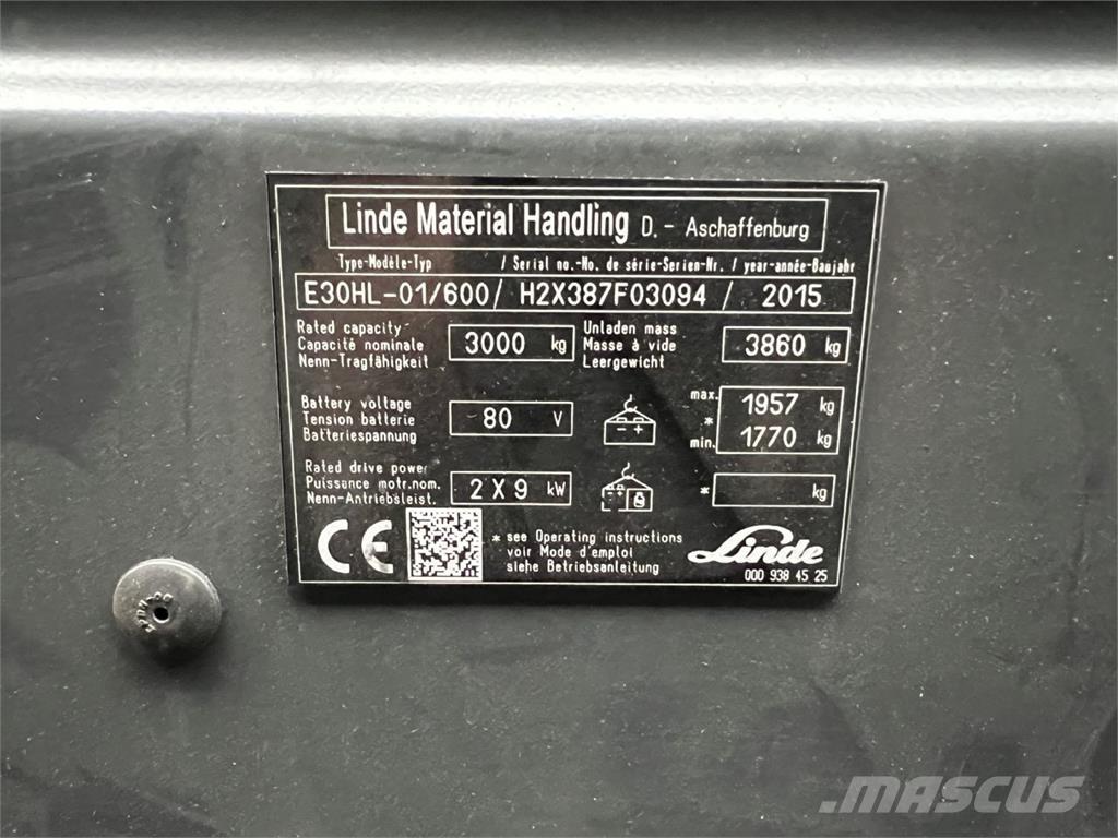 Linde E30/600HL 전동 지게차
