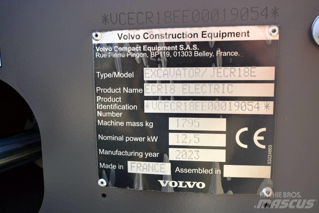 Volvo ECR18 electric 소형 굴삭기 7톤 미만