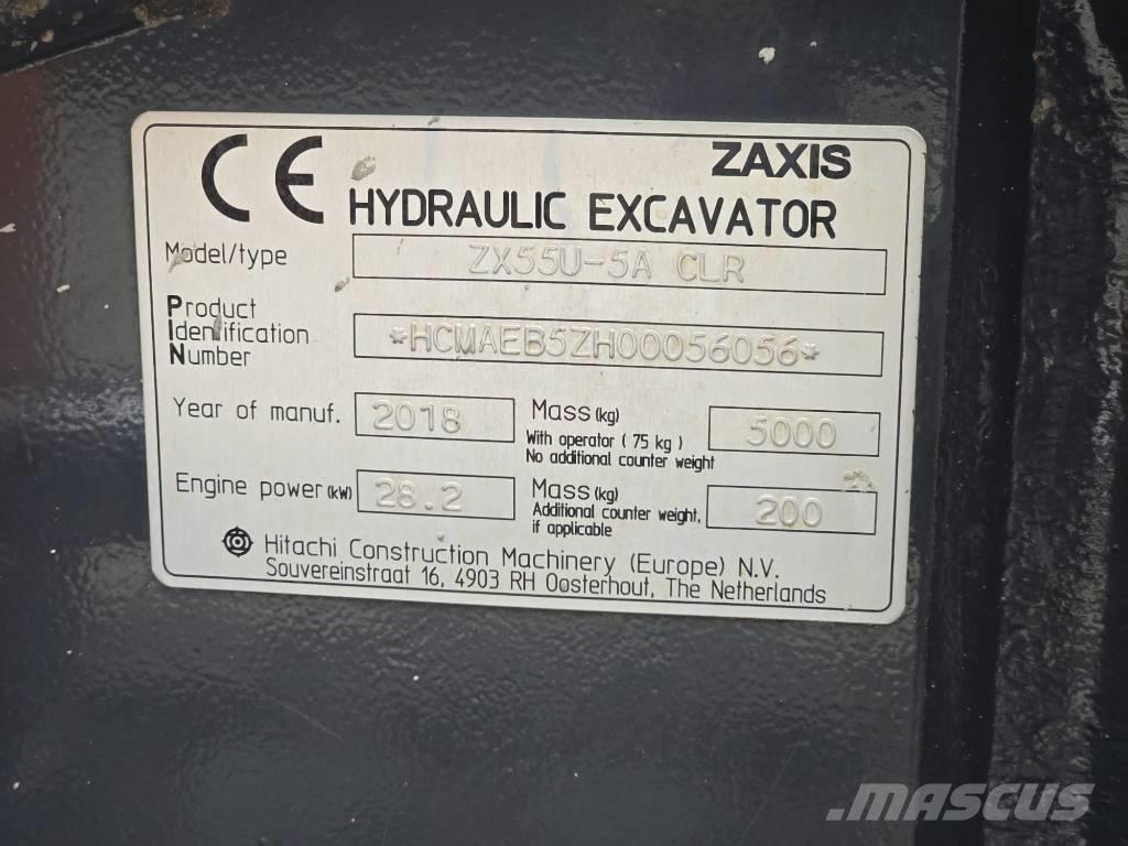 Hitachi ZX55U-5A CLR 소형 굴삭기 7톤 미만