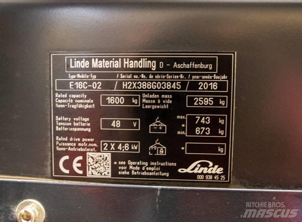 Linde E 16 C-02 전동 지게차