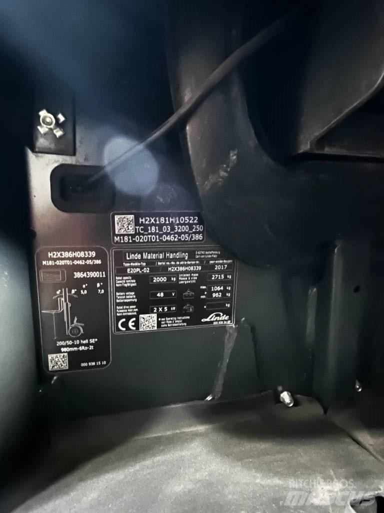 Linde E20PL/386-02 전동 지게차