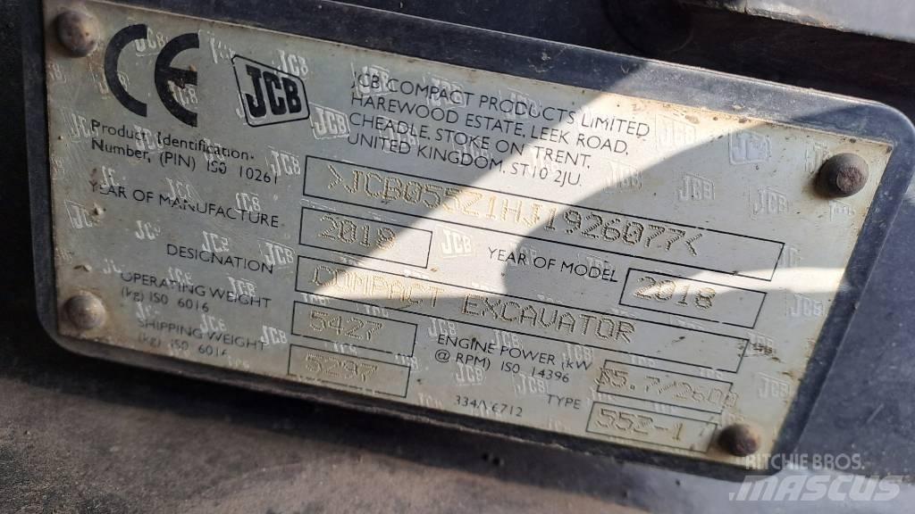 JCB 55Z-1 소형 굴삭기 7톤 미만