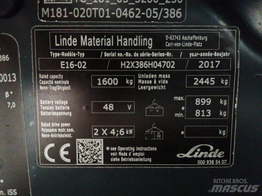Linde E16-02 전동 지게차