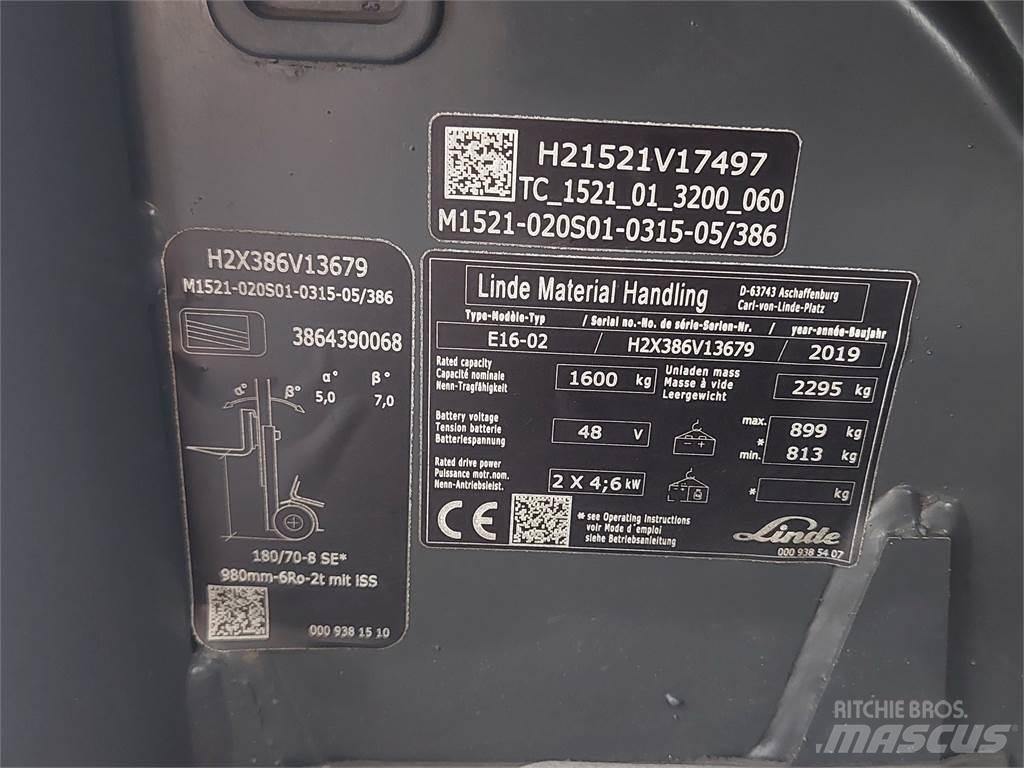 Linde E16 02 전동 지게차