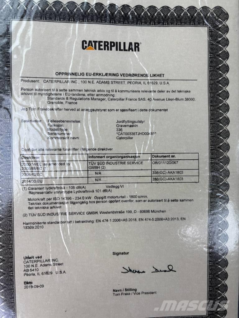 CAT 336 대형 굴삭기 29톤 이상