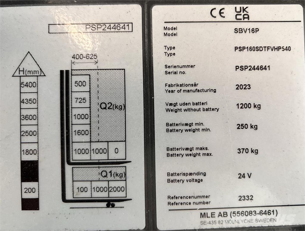 Mitsubishi SBV16PI 보행식 리치 지게차