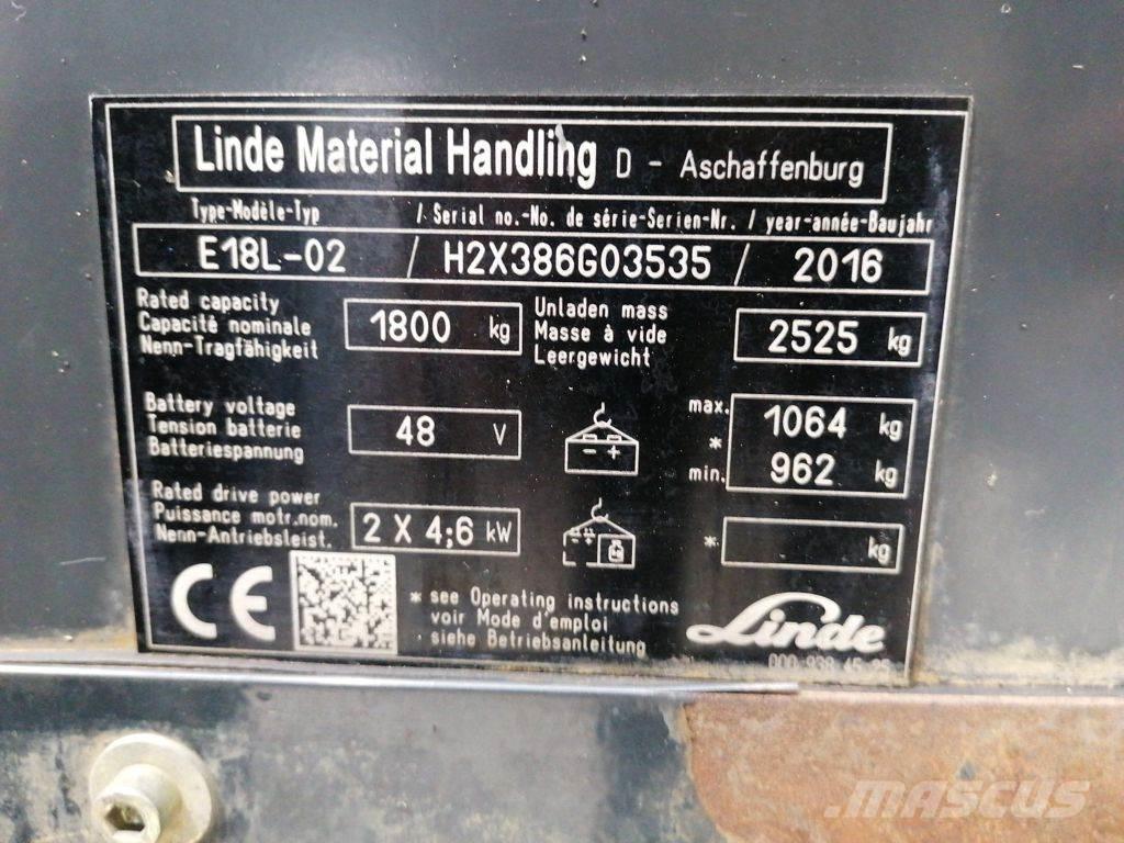 Linde E18L-02 전동 지게차