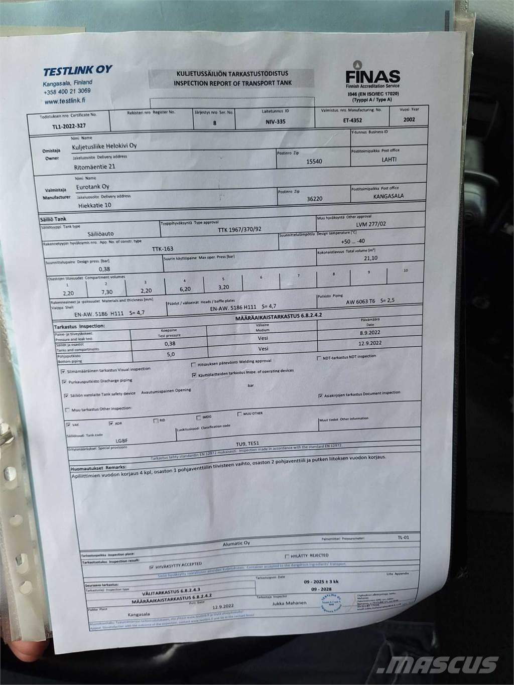 Volvo FH460 6X2 탱커 트럭