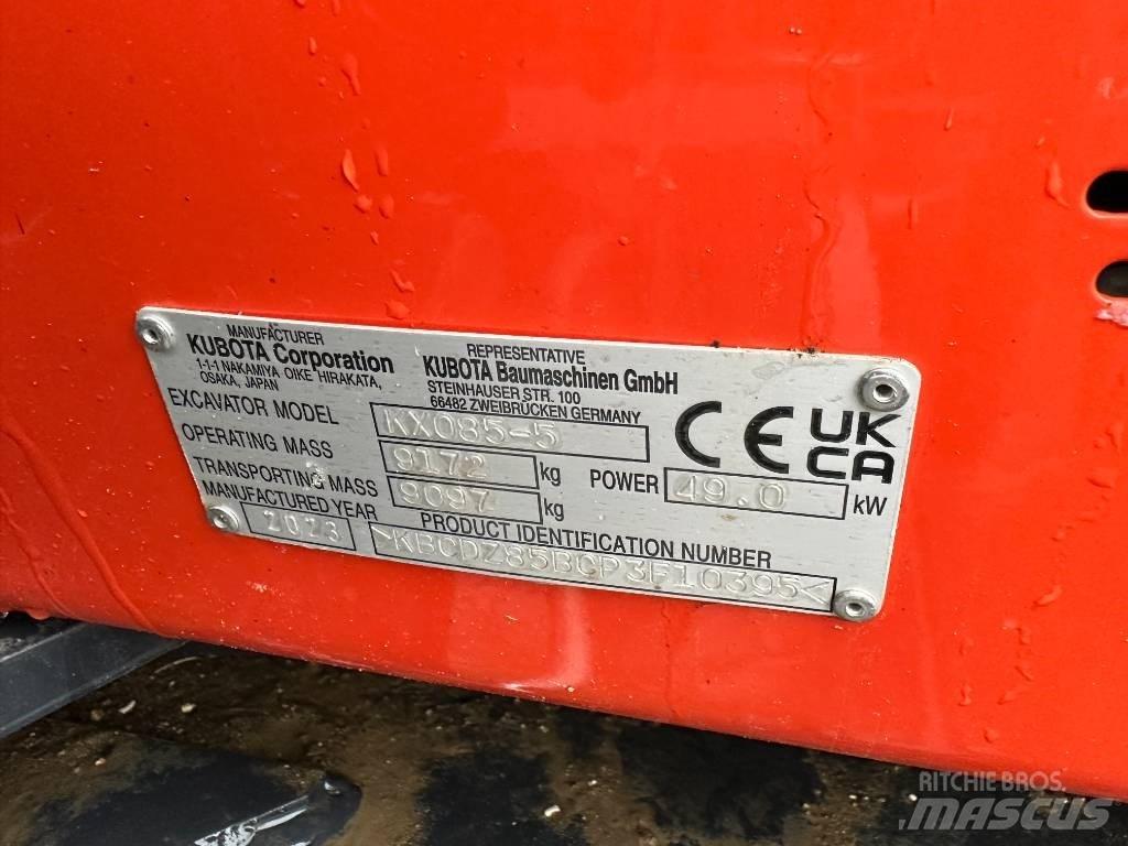 Kubota KX 085-5 2PGL 중형굴삭기 7톤-28톤