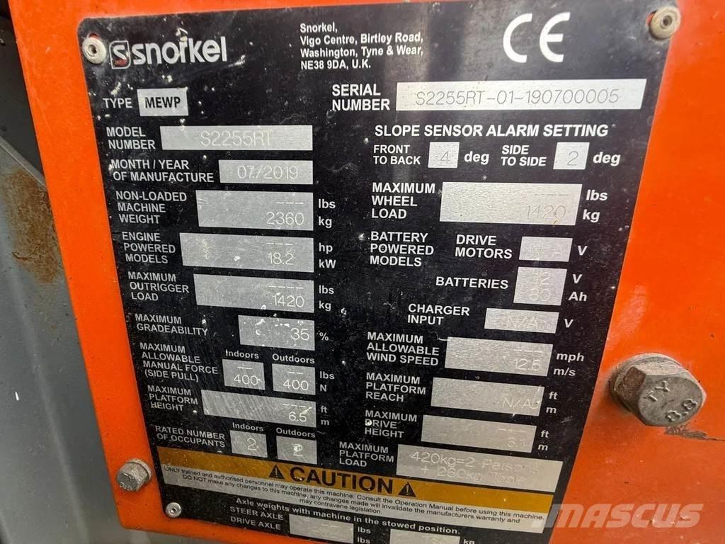 Snorkel S2255RT 가위형 리프트