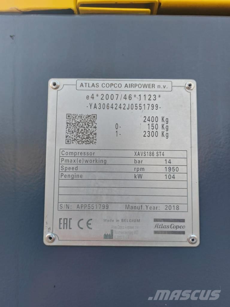 Atlas Copco XAVS186 콤푸레샤