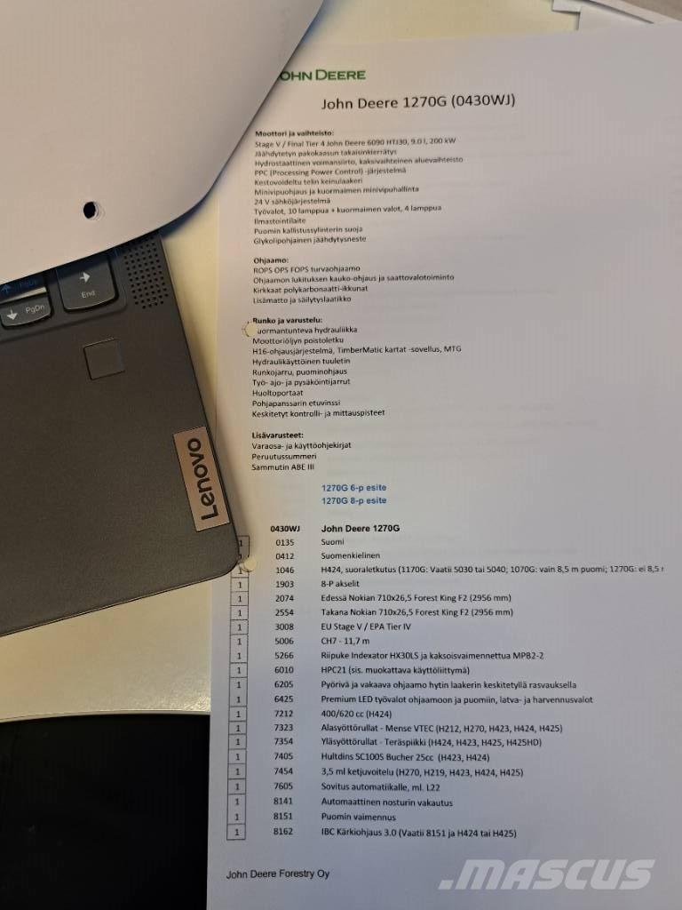 John Deere 1270 G 원목 하베스터