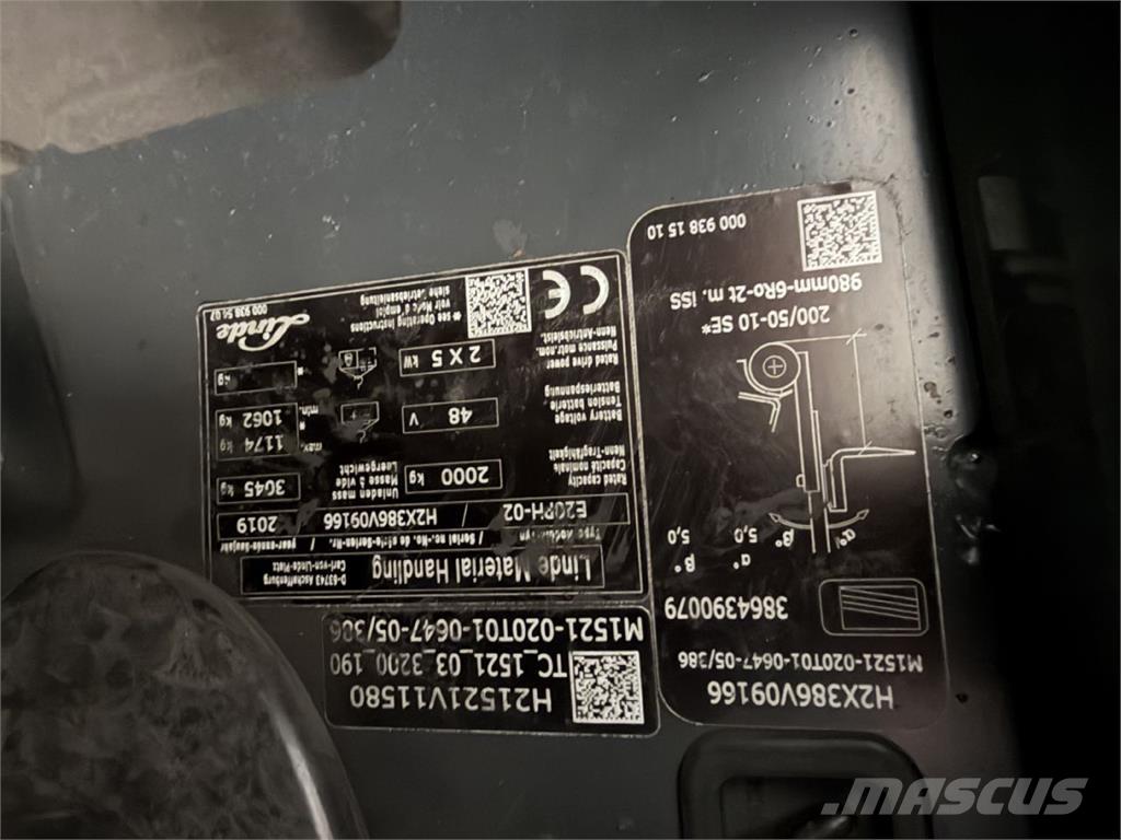 Linde E 20PH-02 전동 지게차