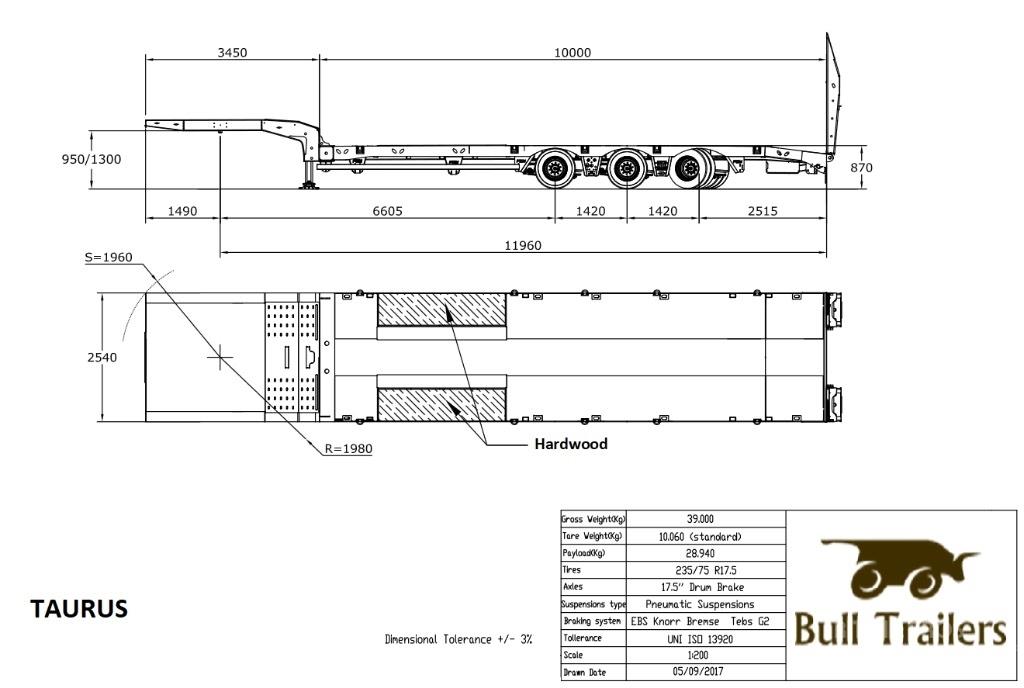 Bull Trailers Taurus 플랫베드/드롭사이드 세미 트레일러