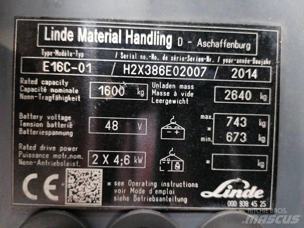 Linde E16C-01 전동 지게차