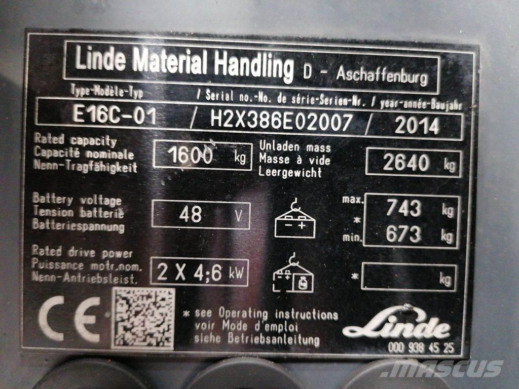 Linde E16C-01 전동 지게차