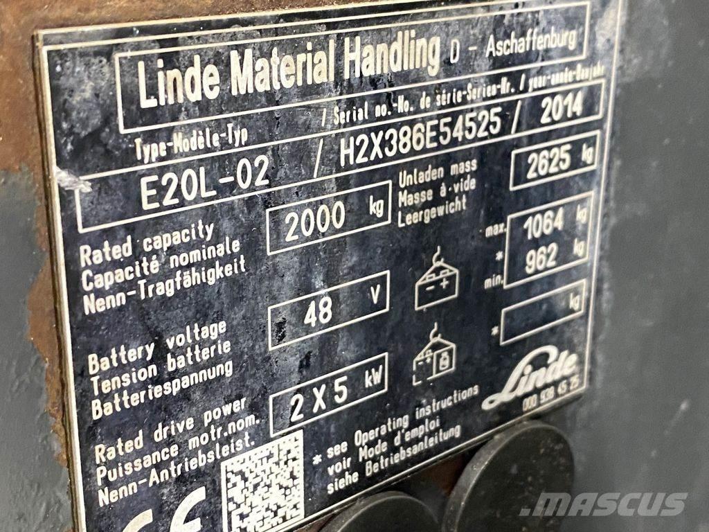 Linde E20L-02 전동 지게차