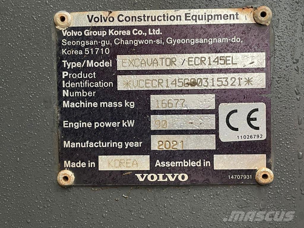 Volvo ECR145EL 대형 굴삭기 29톤 이상