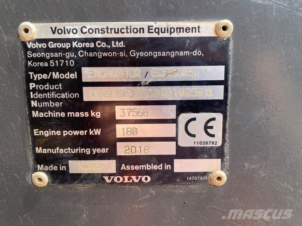 Volvo ECR 355 EL 대형 굴삭기 29톤 이상