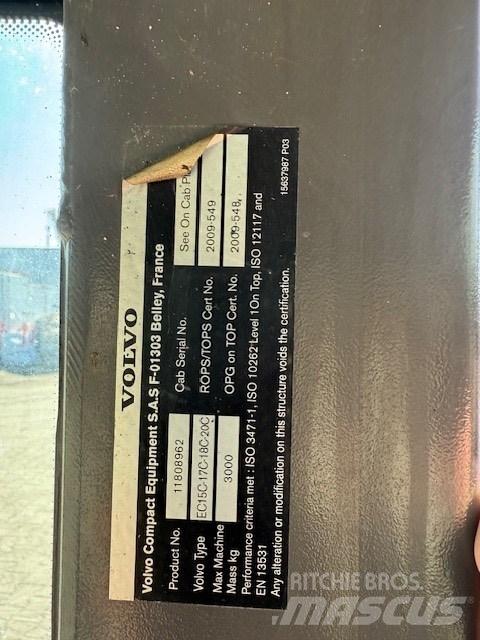 Volvo EC15 C CAB 캐빈 및 인테리어